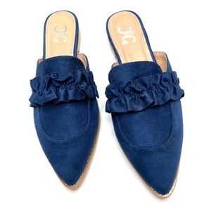 JOURNEE COLLECTION Blue Kessie Ruffle Mule